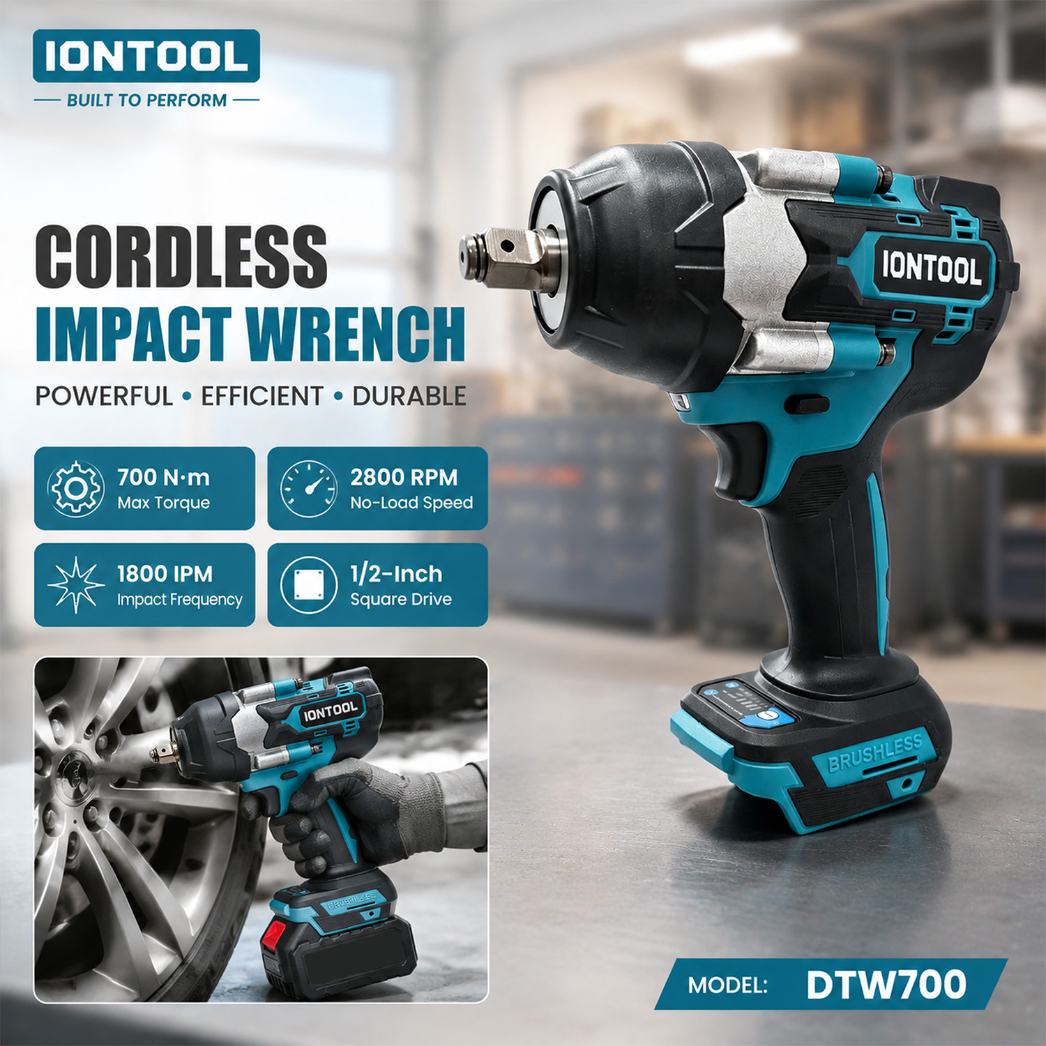 Workshop Tools Engineering - Chave de Impacto Sem Fio Antiderrapante