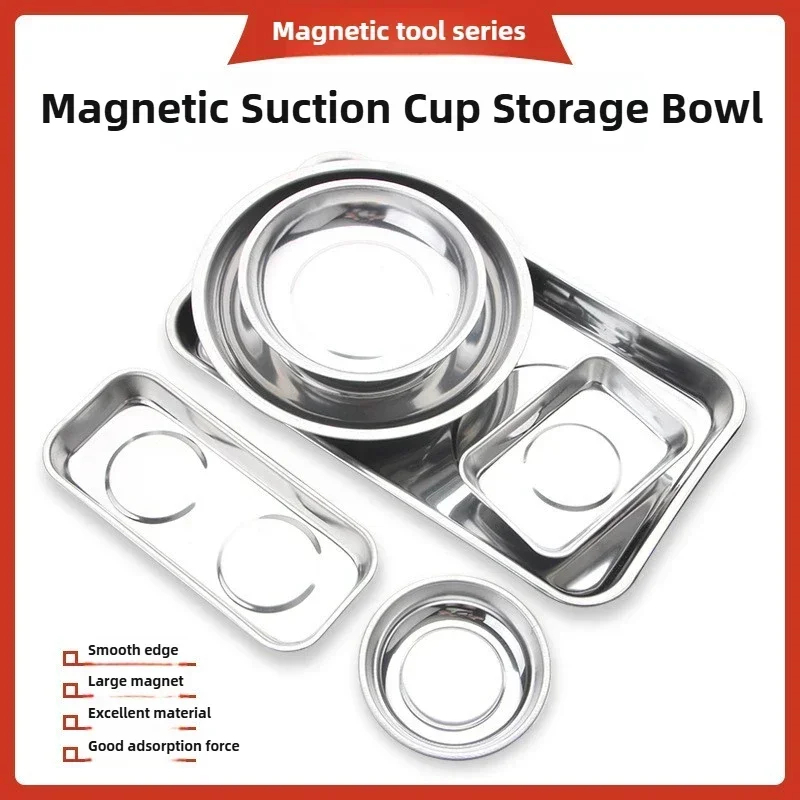 Magnetic Parts Tray - Tigela Magnética Redonda/Quadrada, Durável com Bandeja