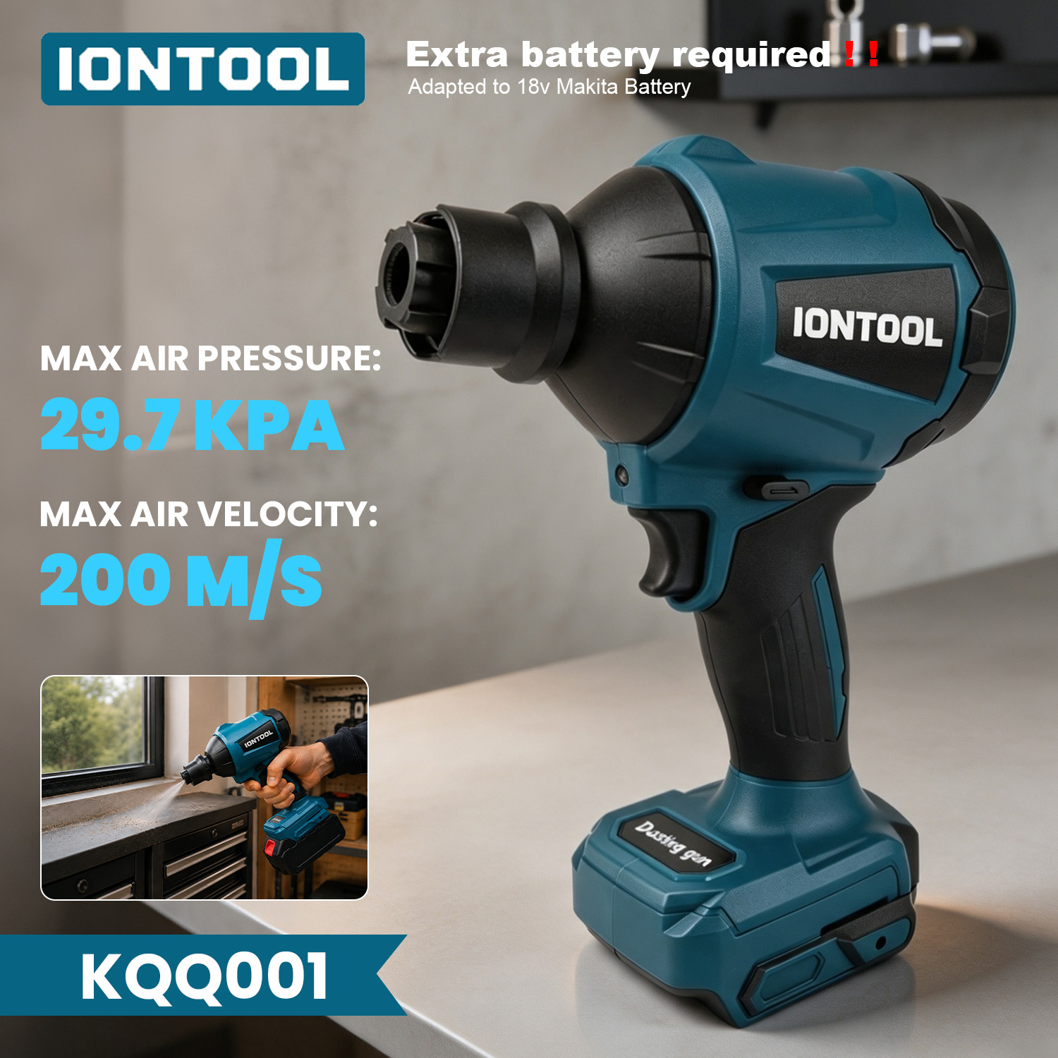 Workshop Cleaning Tools - Soprador de Ar IONTOOL 29.7kPa 200m/s